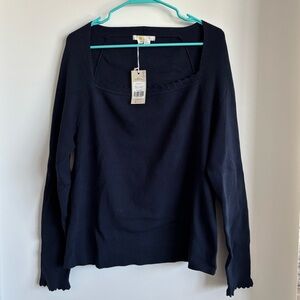 Boden Navy Ribbed Square Neck Sweater